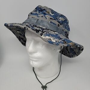 Military Boonie Bush Hat Jungle Blue Grey Camo Size Large Bucket Fishing Hunting